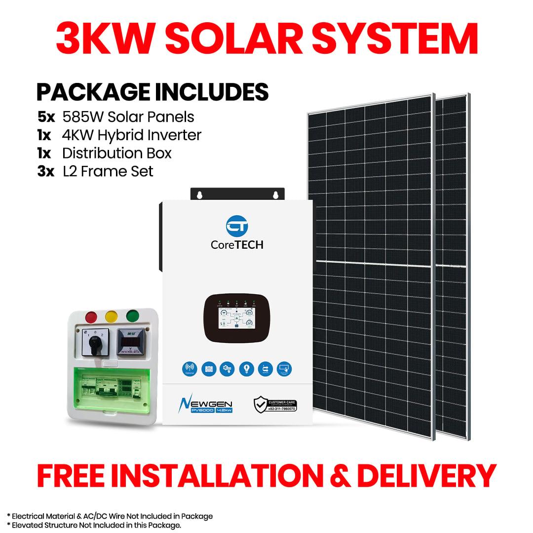 3KW HYBRID SOLAR SYSTEM PACKAGE (WITHOUT BATTERY)