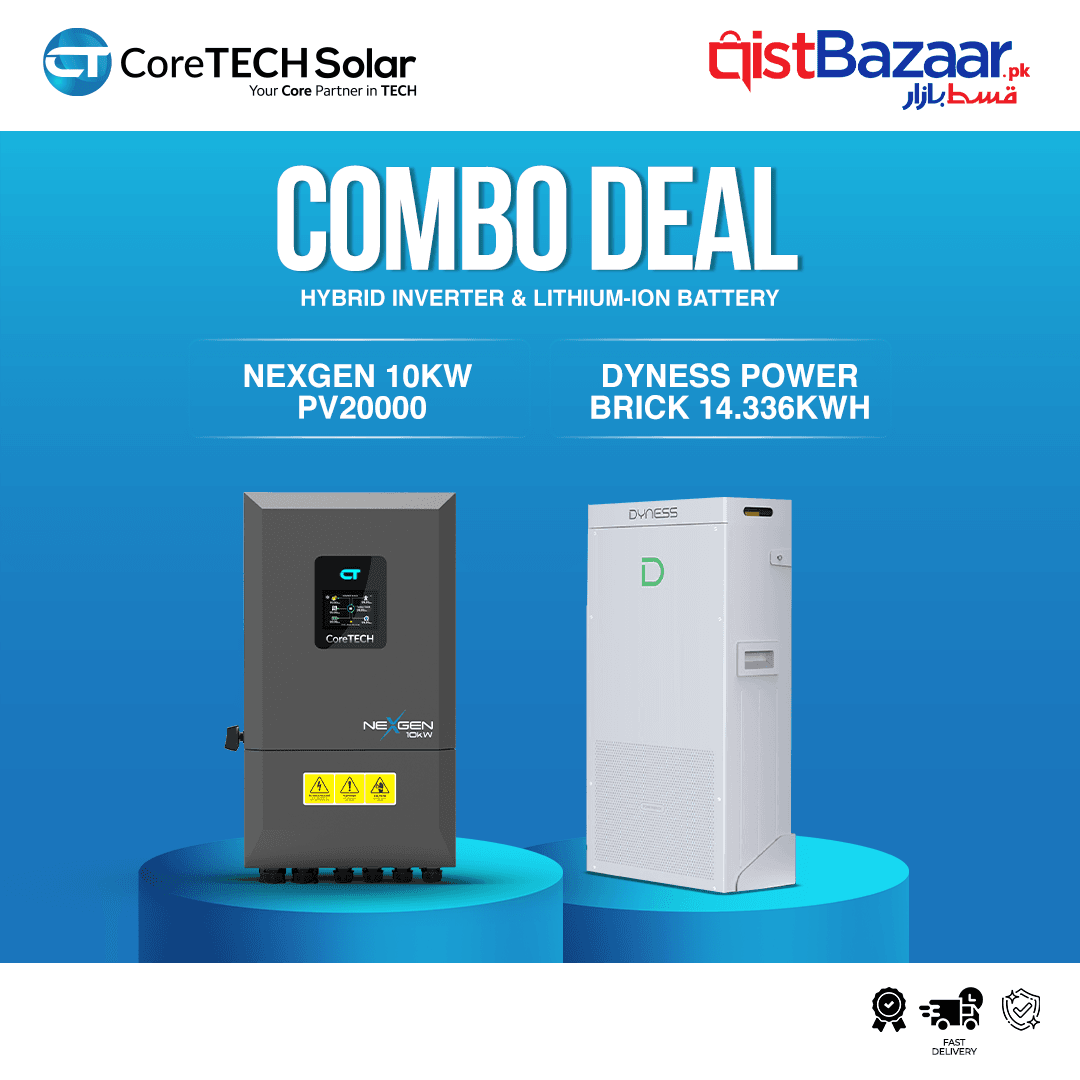 CoreTECH NexGen PV20000 10KW Hybrid Inverter & Dyness PowerBrick 14.336kWh 51.2V – 280Ah IP20 Lithium-ion Battery Combo Deal
