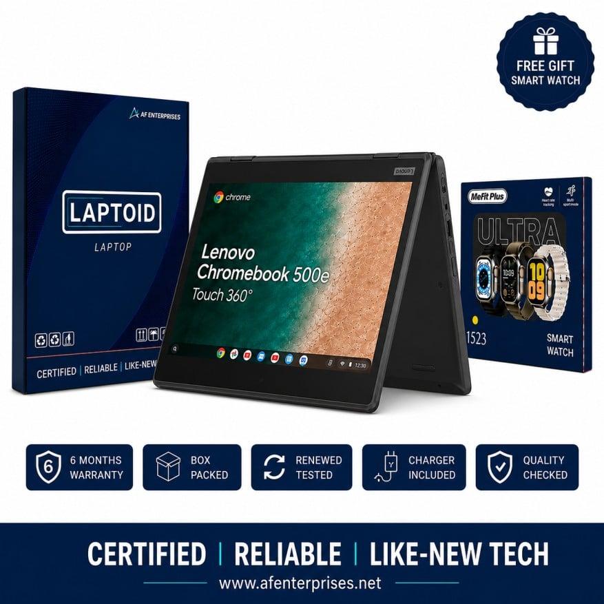 Lenovo Chromebook 500e 2IN1 X360 | TOUCH SCREEN | 4GB RAM | 32GB Rom | 11.6 inch Screen | Window