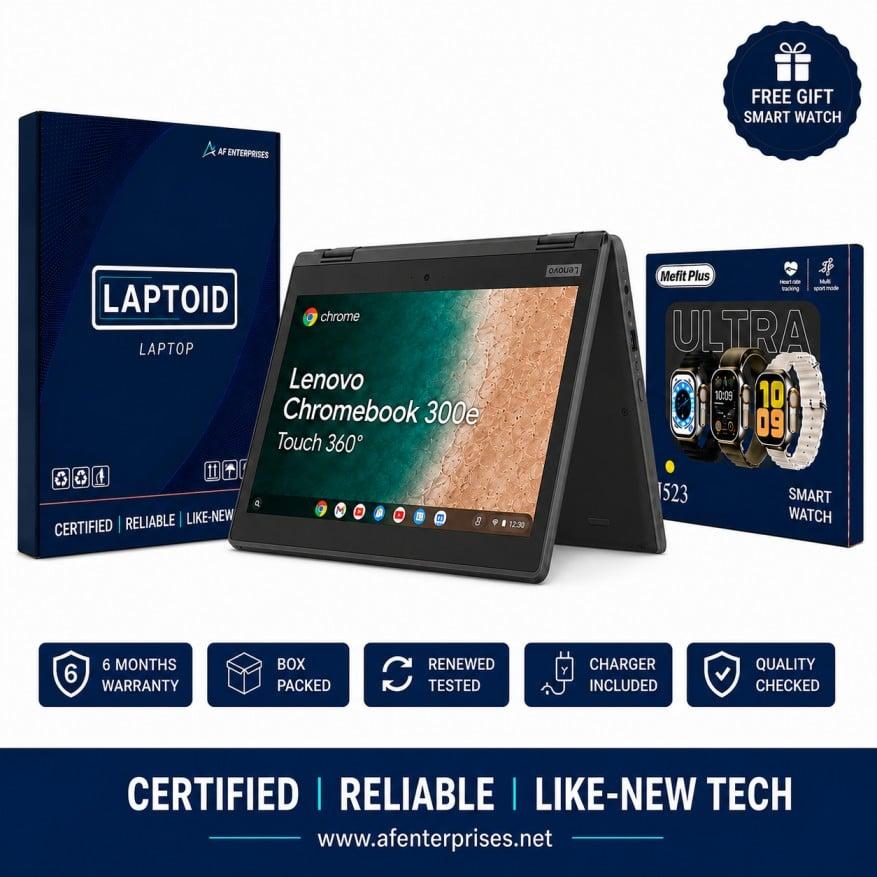 Lenovo Chromebook 300e 2IN1 X360 | TOUCH SCREEN | 4GB RAM | 32GB Rom | 11.6inch Screen | Android 