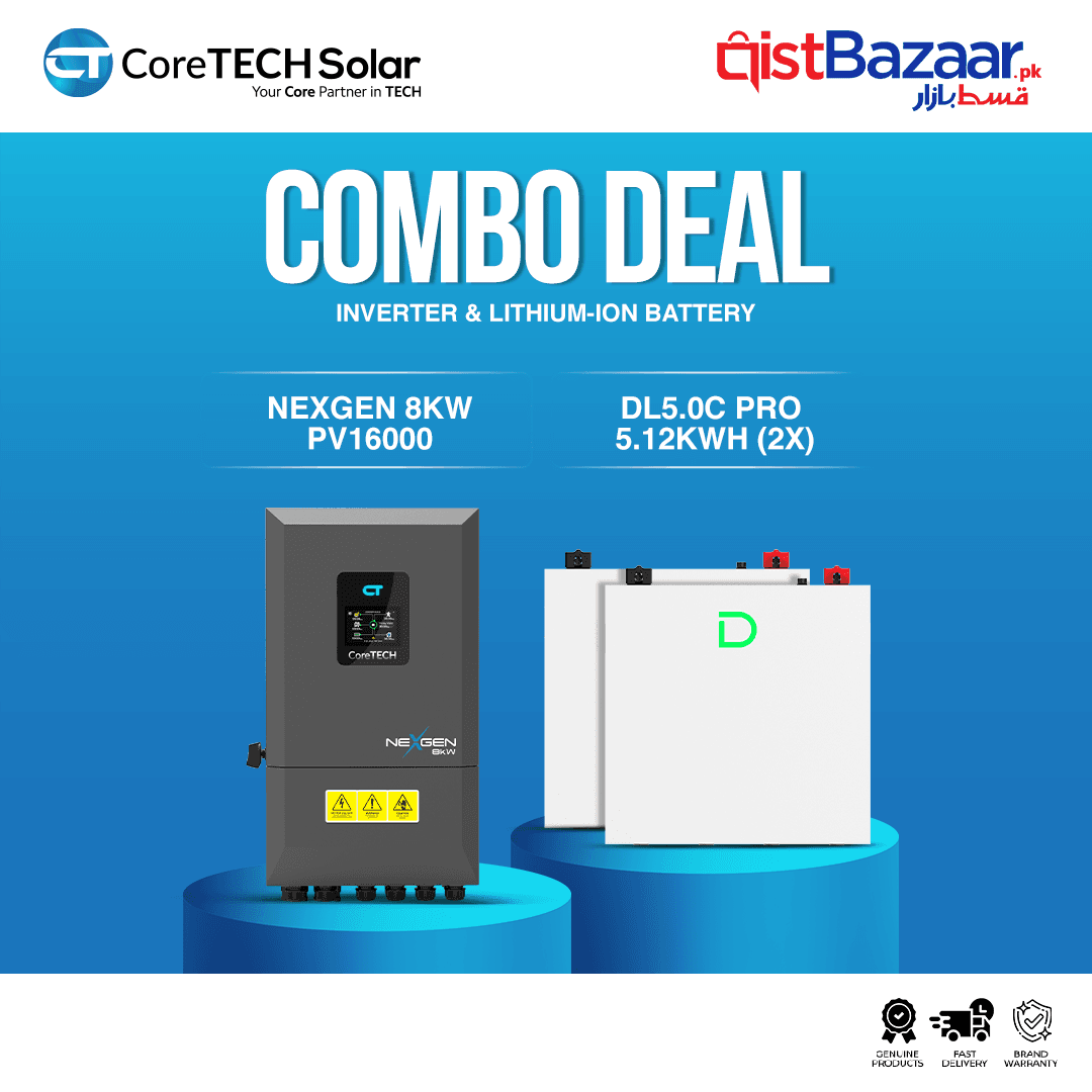 CoreTECH NexGen PV16000 8KW Hybrid Inverter & 2X Dyness DL5.0C Pro 5.12kWh 51.2V – 100Ah IP20 Lithium-ion Battery Combo Deal