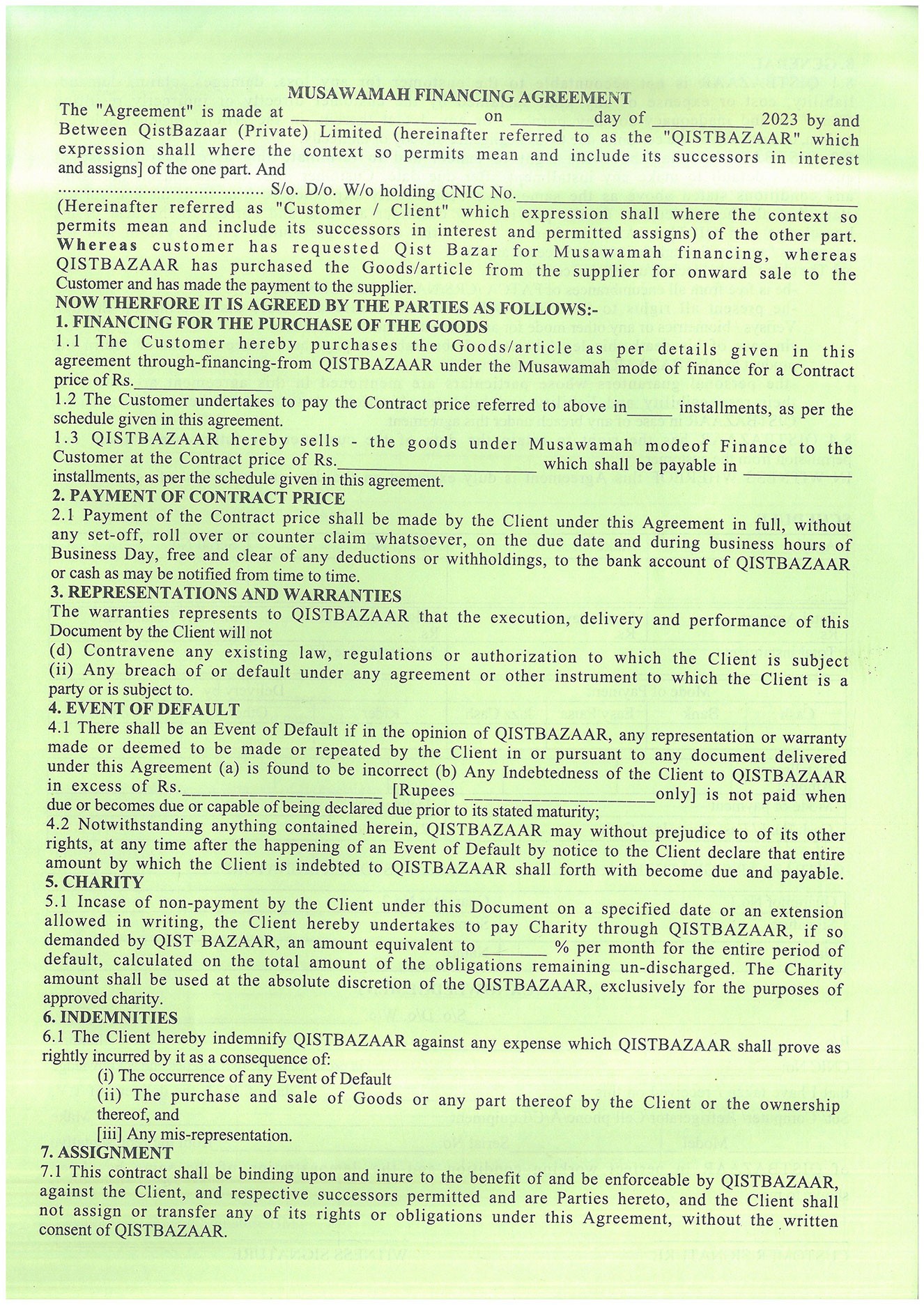 Musawamah Agreement — Page 3