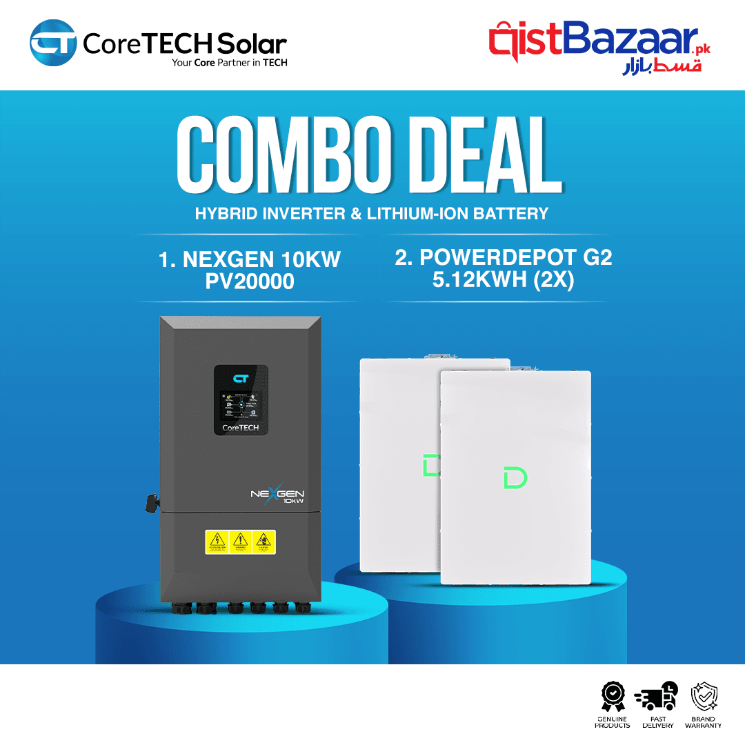 CoreTECH NexGen PV20000 10KW Hybrid Inverter & 2x Dyness PowerDepot G2 5.12kWh 51.2V – 100Ah IP66 Lithium-ion Battery Combo Deal